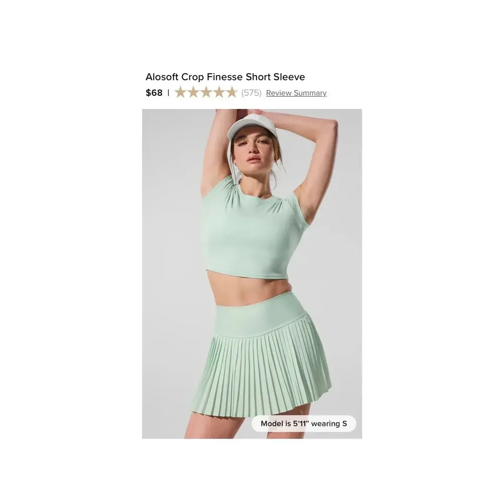 ALO Yoga Alosoft Crop Finesse Short Sleeve Top M - Picture 3 of 6